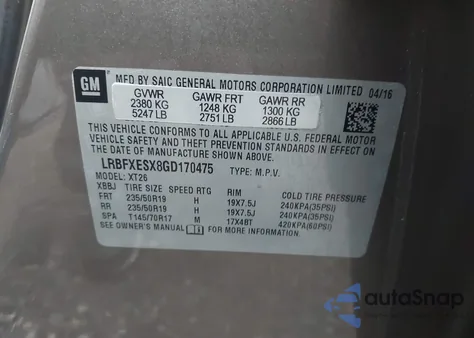 2016 Buick Envision Premium from USA, damaged, VIN LRBFXESX8GD170475